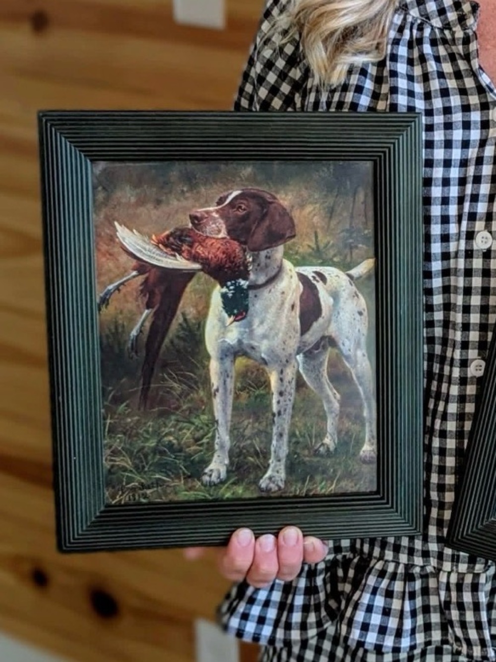 Framed Hunting Dog With Pheasant Print
